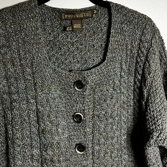 Inis Crafts Wool Cardigan Sweater Size M - Picture 2 of 5